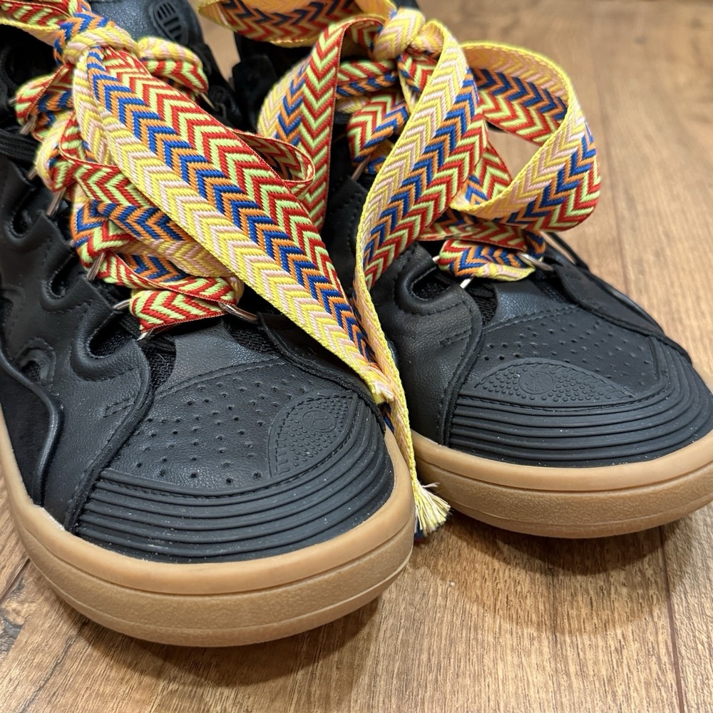 Lanvin Paris Curb Men's Sneakers Black Multi Jumbo Laces Size 44 US 11 Lace Up - Picture 10 of 10